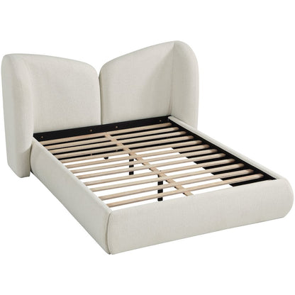 Elowen Cream Chenille Fabric Upholstered Full Bed