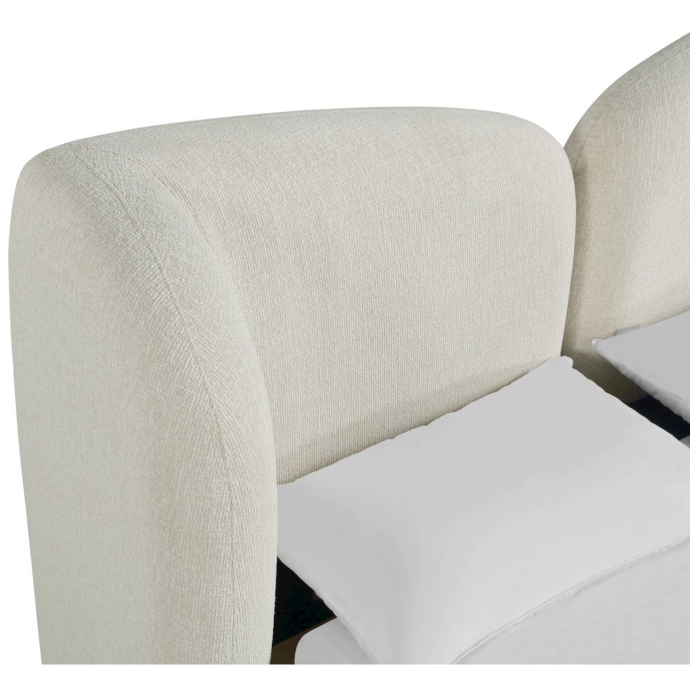 Elowen Cream Chenille Fabric Upholstered Full Bed