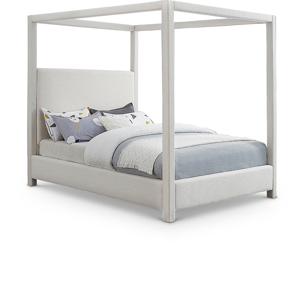 Emerson Cream Linen Textured Fabric King Bed
