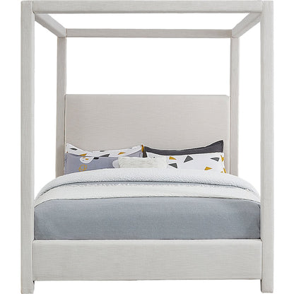 Emerson Cream Linen Textured Fabric Queen Bed
