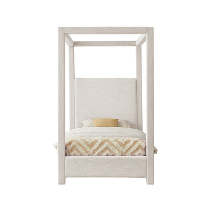 Emerson Cream Linen Textured Fabric Twin Bed