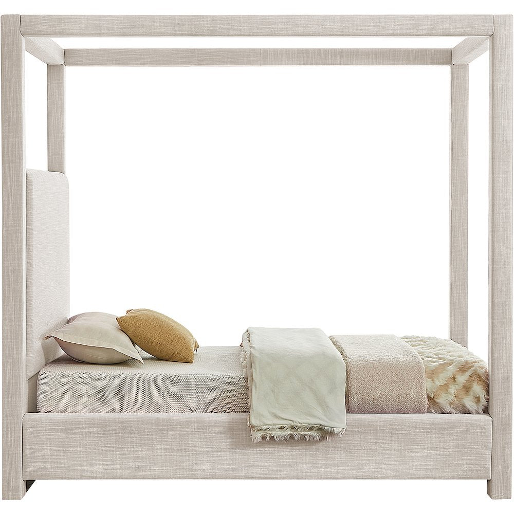 Emerson Cream Linen Textured Fabric Twin Bed