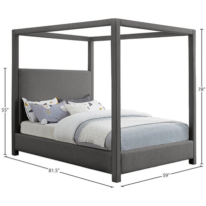 Emerson Grey Linen Textured Fabric Full Bed