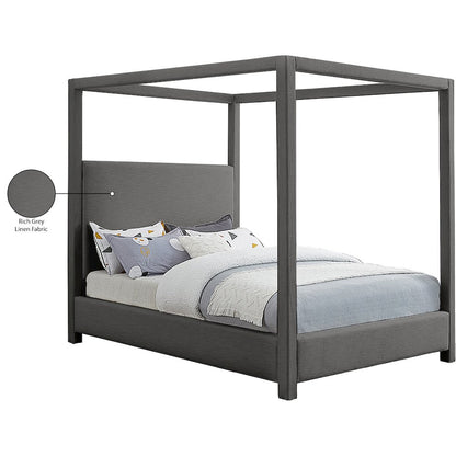 Emerson Grey Linen Textured Fabric Full Bed