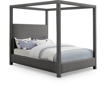 Emerson Grey Linen Textured Fabric Full Bed