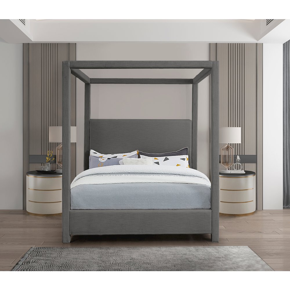 Emerson Grey Linen Textured Fabric Full Bed