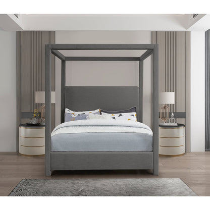 Emerson Grey Linen Textured Fabric Full Bed