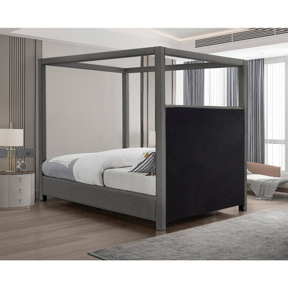 Emerson Grey Linen Textured Fabric Full Bed