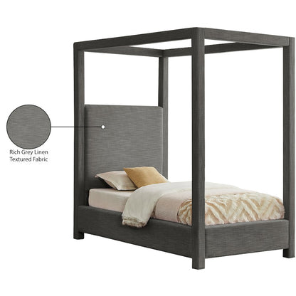 Emerson Grey Linen Textured Fabric Twin Bed