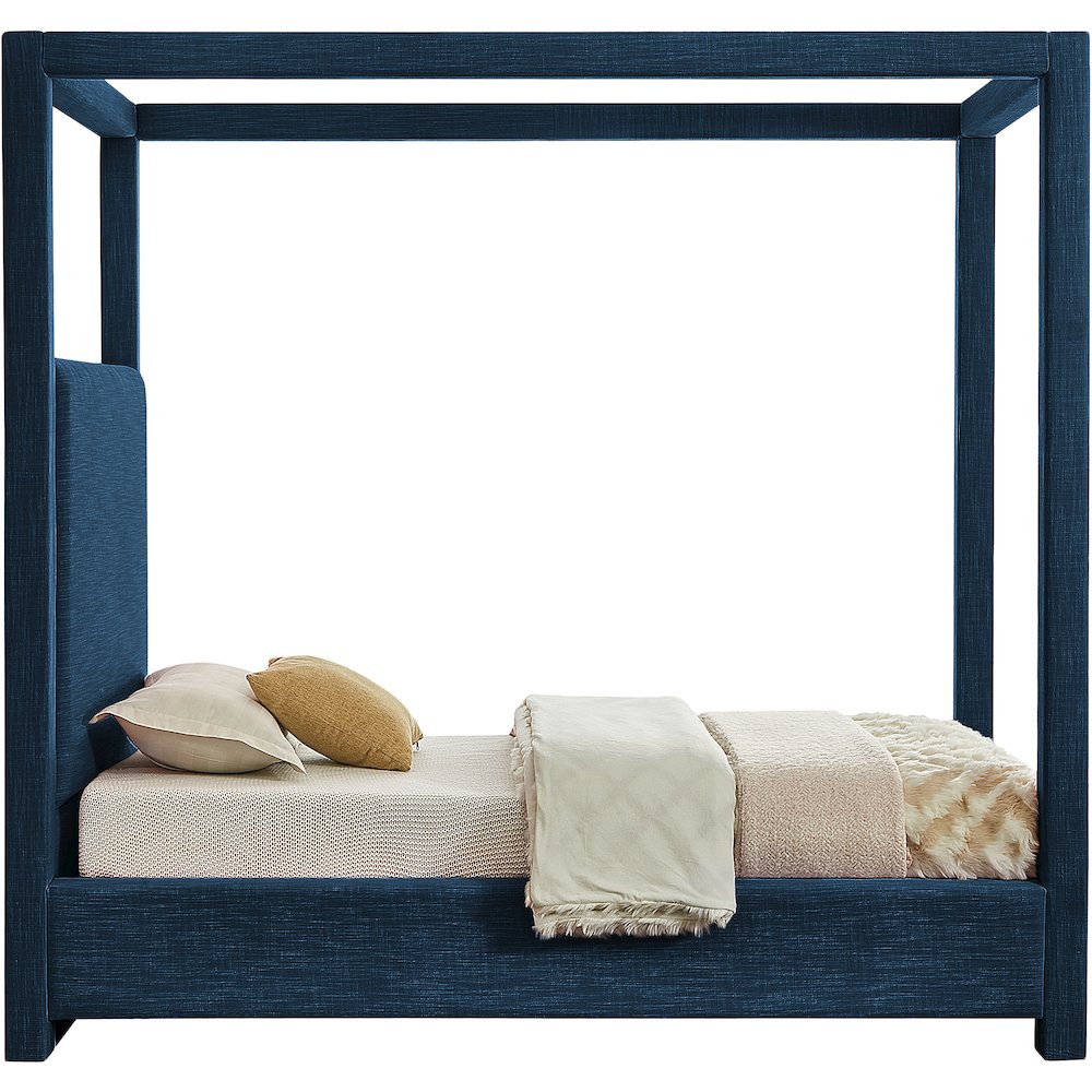 Emerson Navy Linen Textured Fabric Twin Bed
