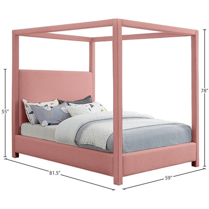 Emerson Light Pink Linen Textured Fabric Full Bed