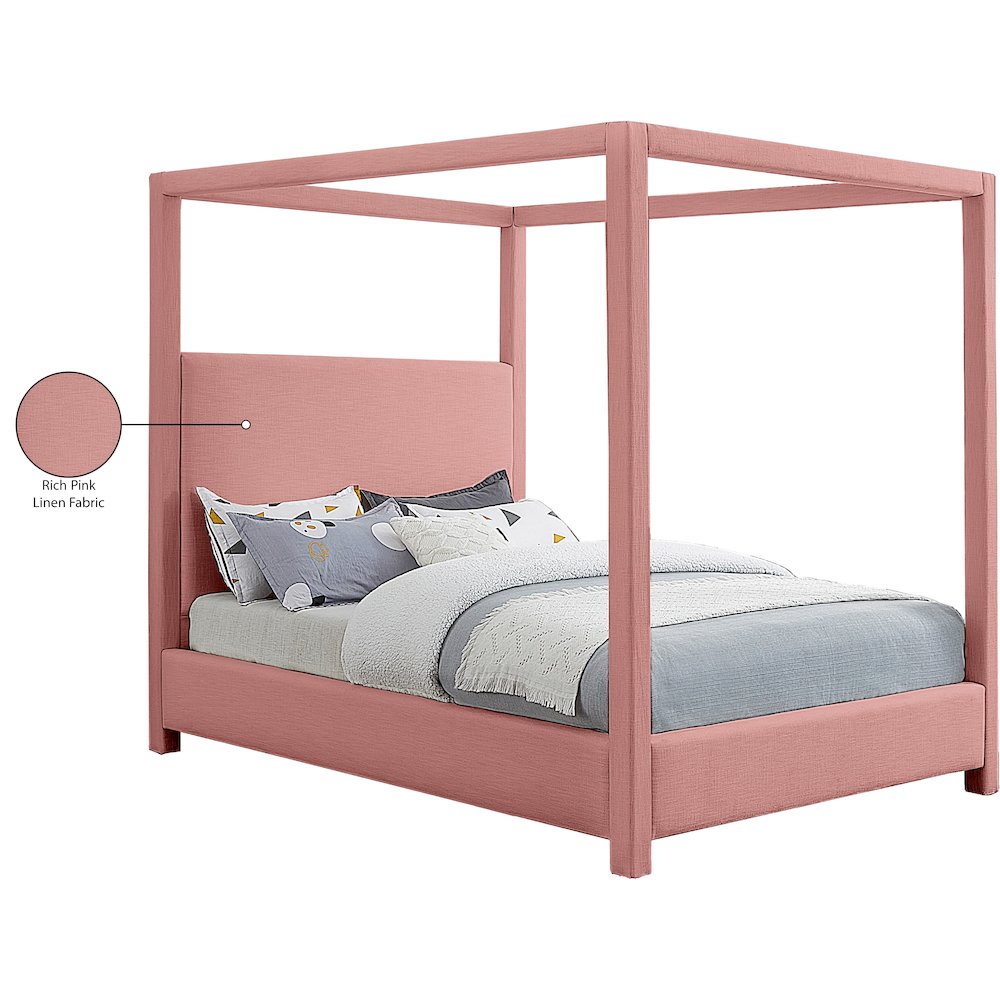 Emerson Light Pink Linen Textured Fabric King Bed
