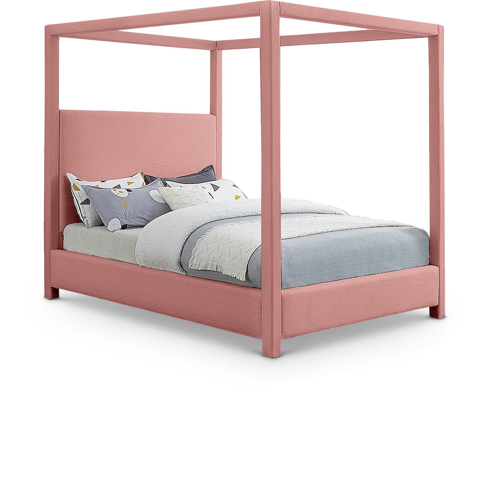 Emerson Light Pink Linen Textured Fabric King Bed