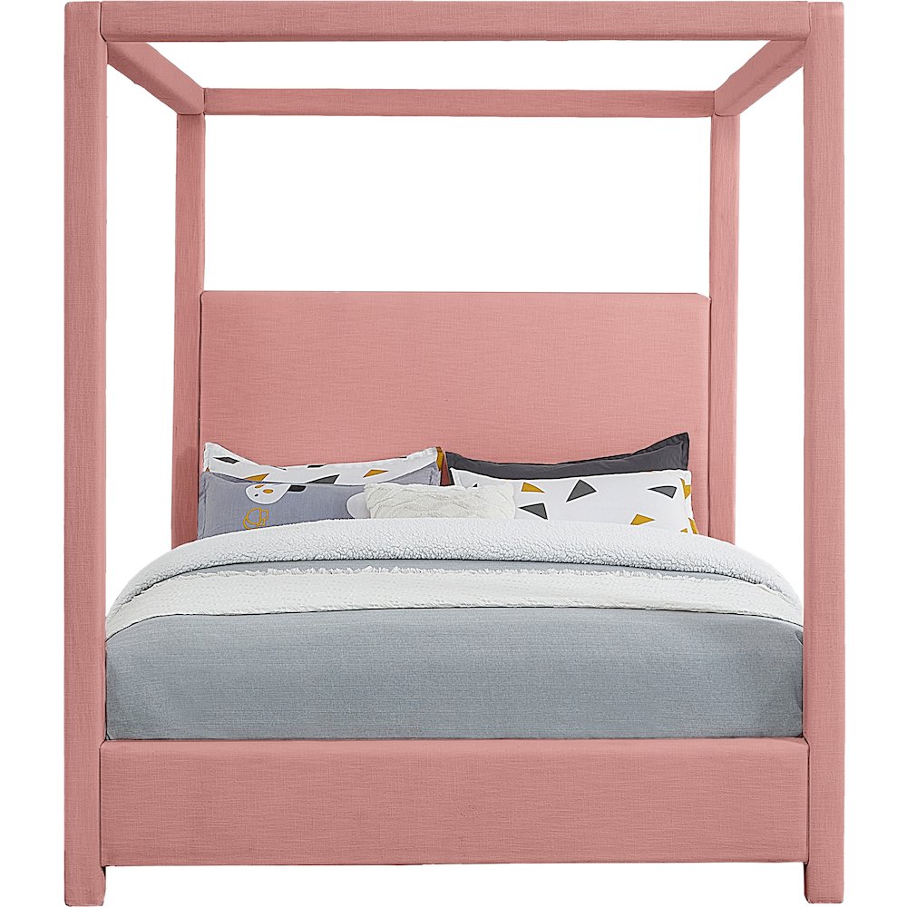 Emerson Light Pink Linen Textured Fabric King Bed