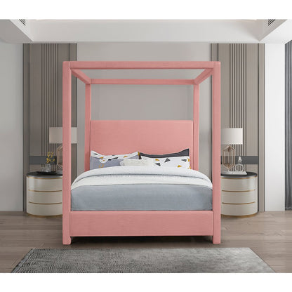 Emerson Light Pink Linen Textured Fabric King Bed