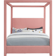 Emerson Light Pink Linen Textured Fabric Queen Bed