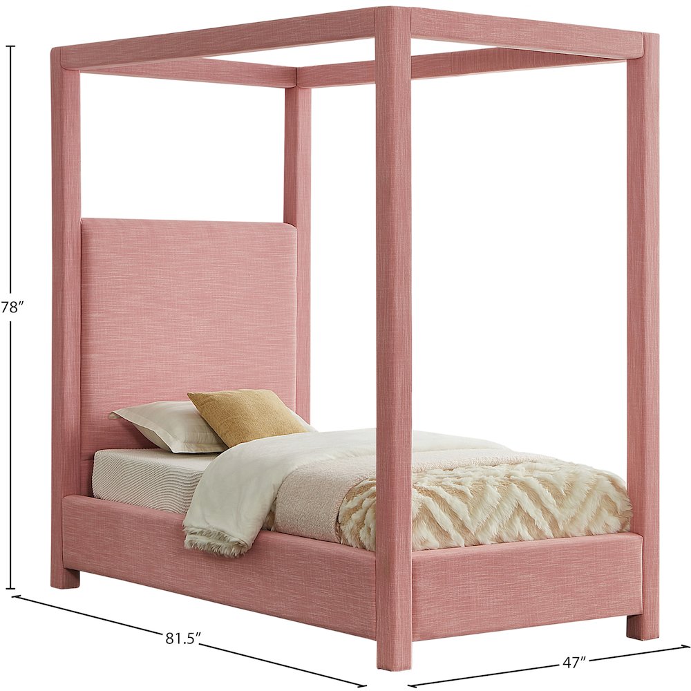 Emerson Light Pink Linen Textured Fabric Twin Bed