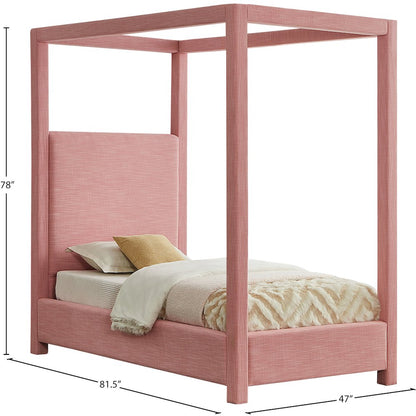 Emerson Light Pink Linen Textured Fabric Twin Bed