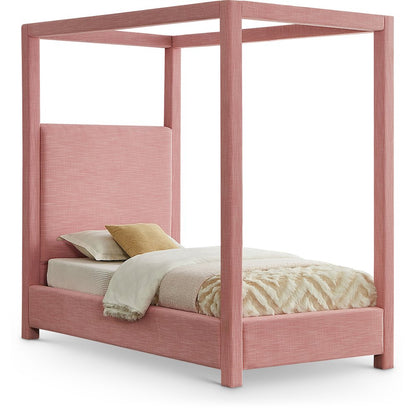 Emerson Light Pink Linen Textured Fabric Twin Bed