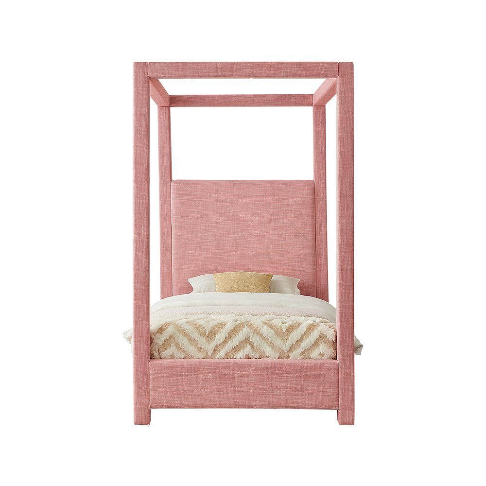 Emerson Light Pink Linen Textured Fabric Twin Bed