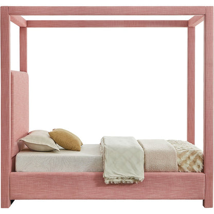 Emerson Light Pink Linen Textured Fabric Twin Bed