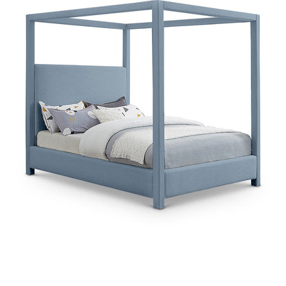 Emerson Sky Blue Linen Textured Fabric Full Bed