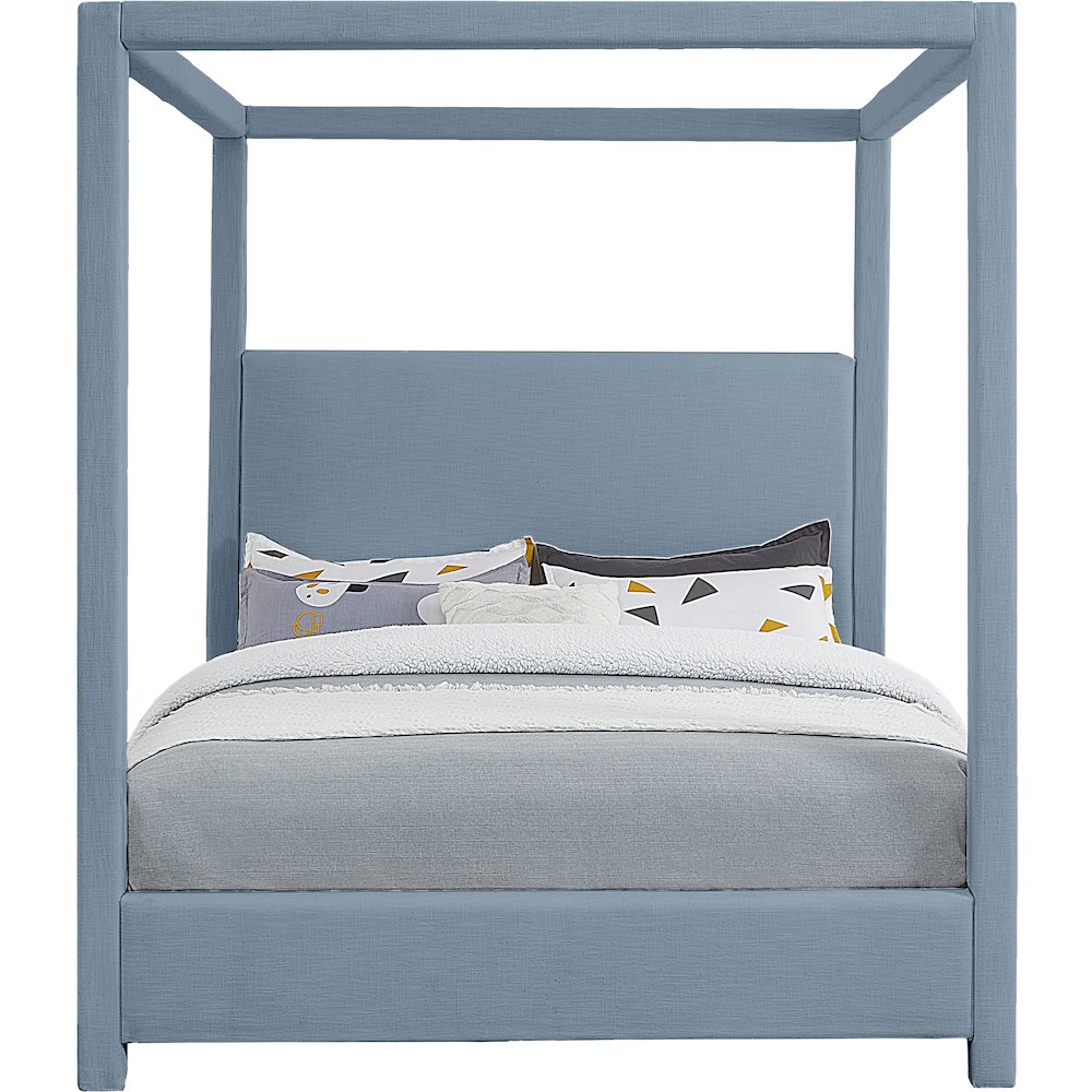 Emerson Sky Blue Linen Textured Fabric Full Bed