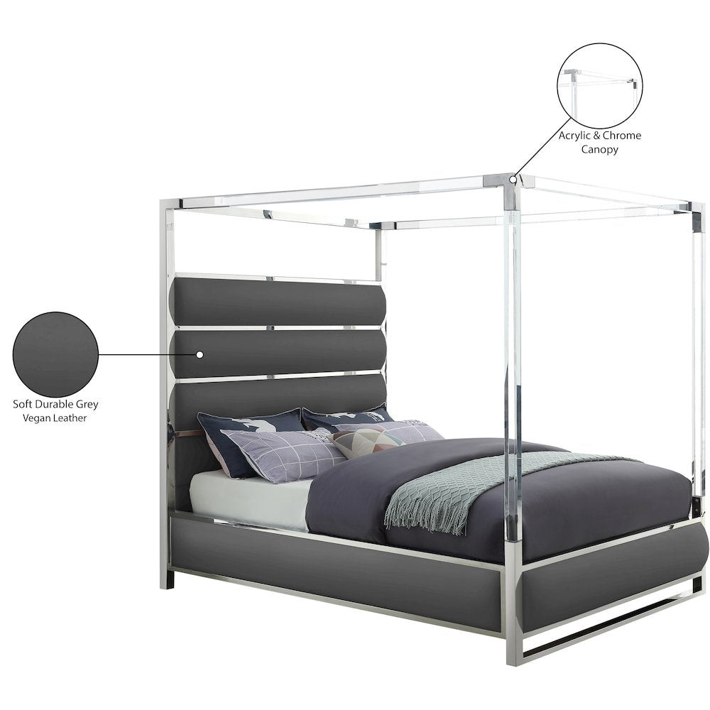 Encore Grey Vegan Leather Queen Bed