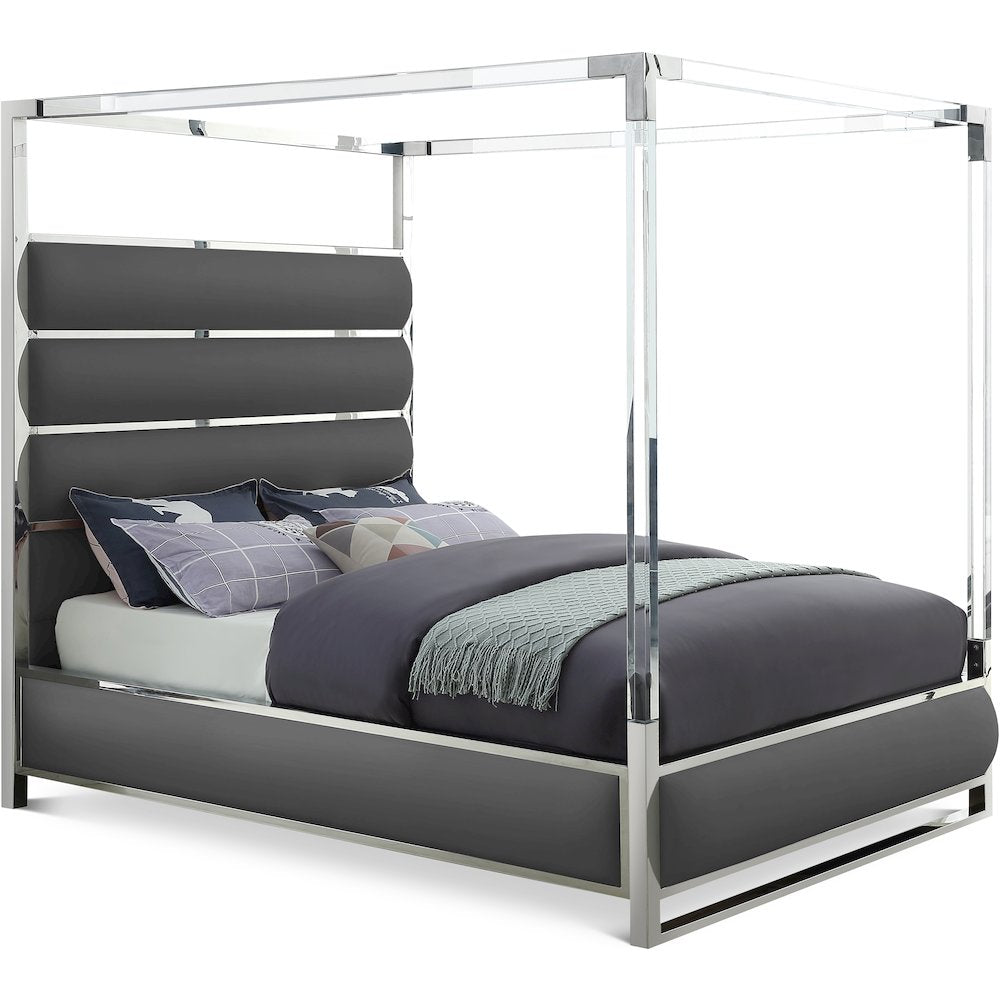 Encore Grey Vegan Leather Queen Bed