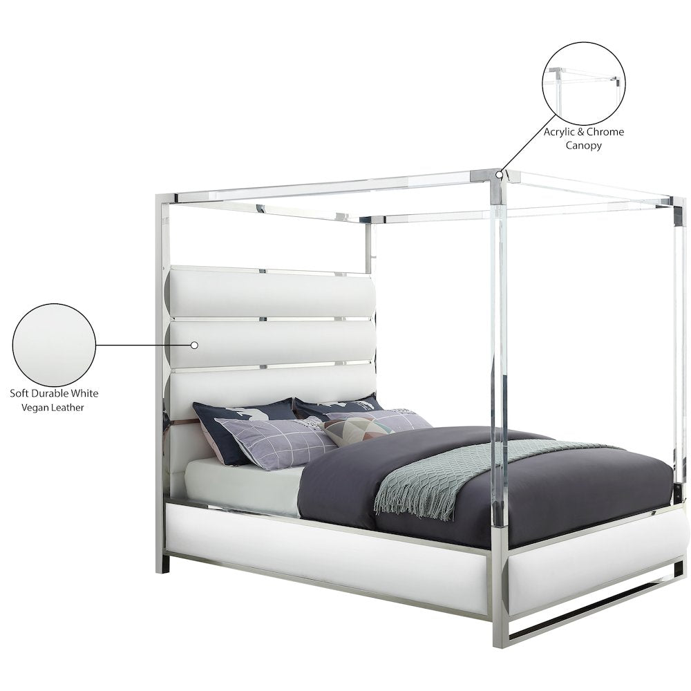 Encore White Vegan Leather King Bed