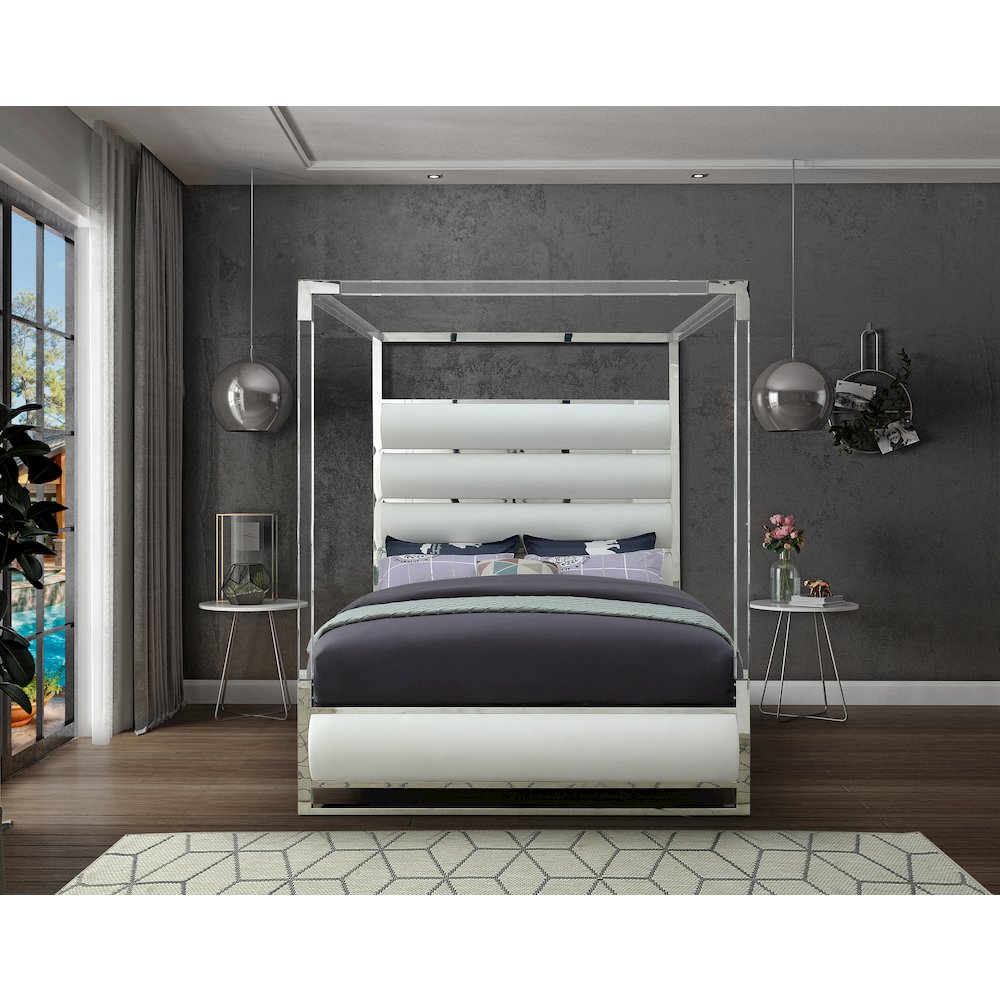 Encore White Vegan Leather King Bed