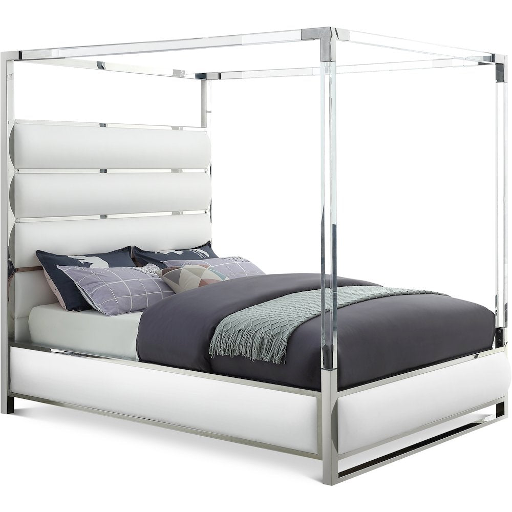 Encore White Vegan Leather Queen Bed