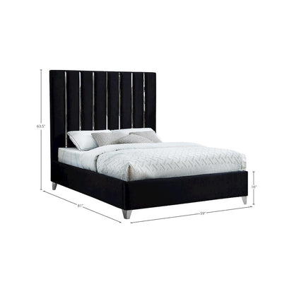 Enzo Black Velvet Full Bed