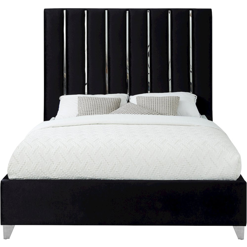 Enzo Black Velvet Full Bed