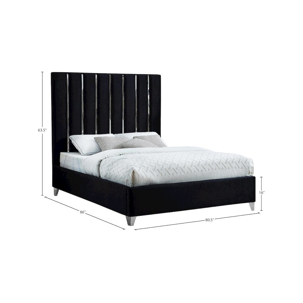 Enzo Black Velvet King Bed