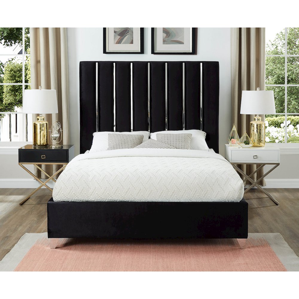 Enzo Black Velvet King Bed