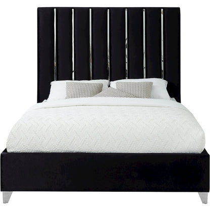 Enzo Black Velvet Queen Bed