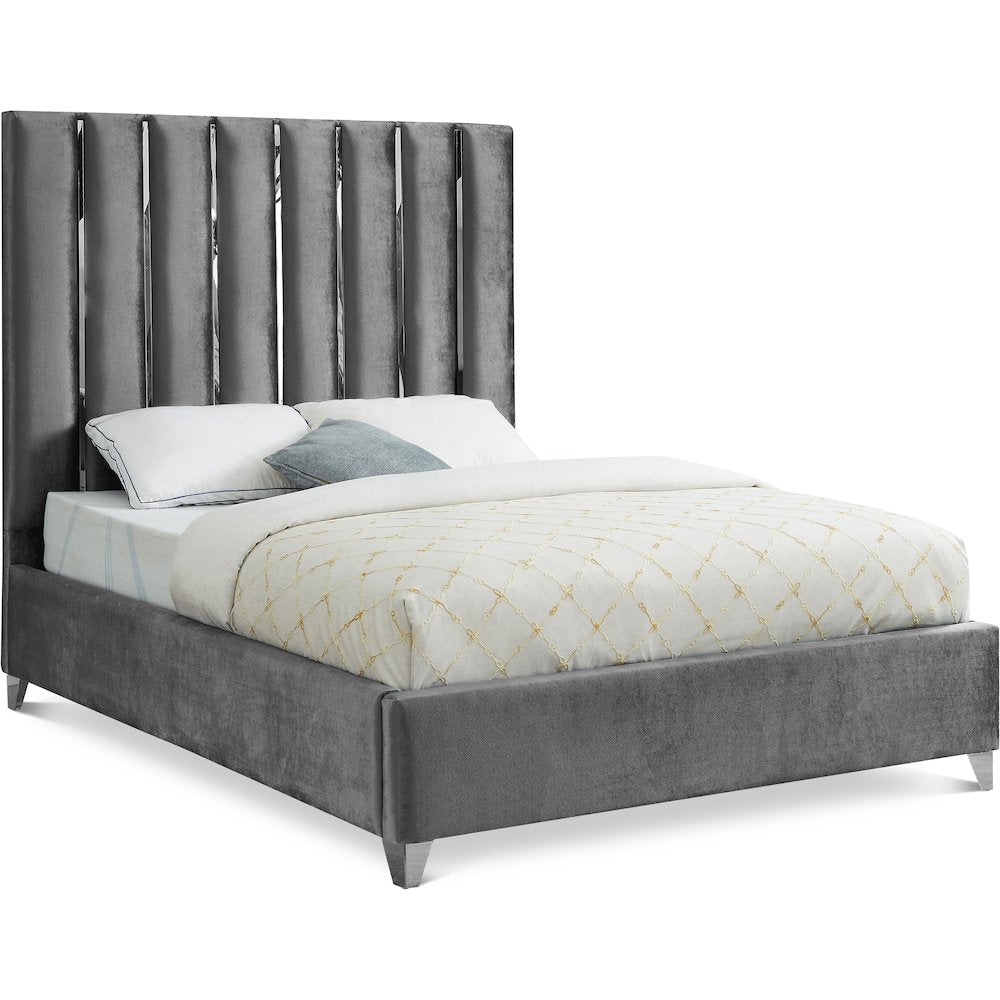 Enzo Grey Velvet Full Bed