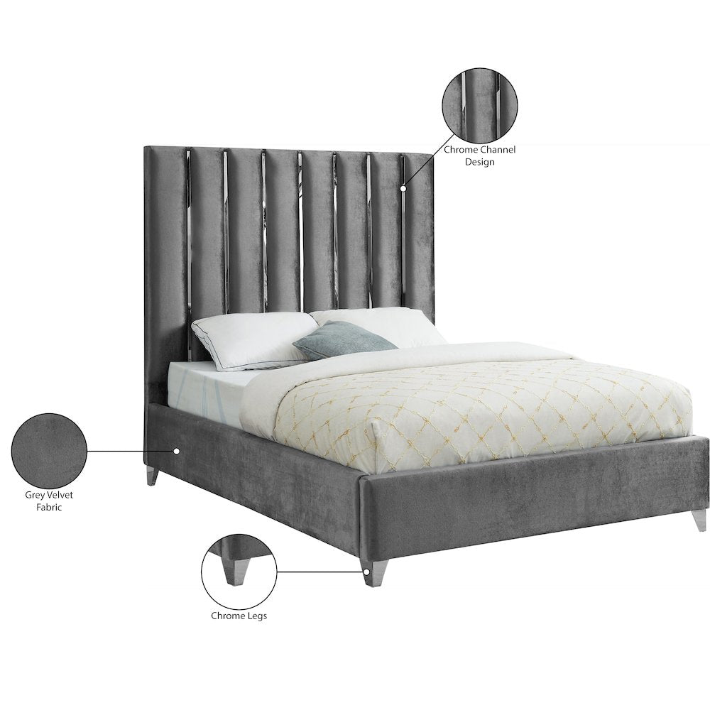 Enzo Grey Velvet King Bed