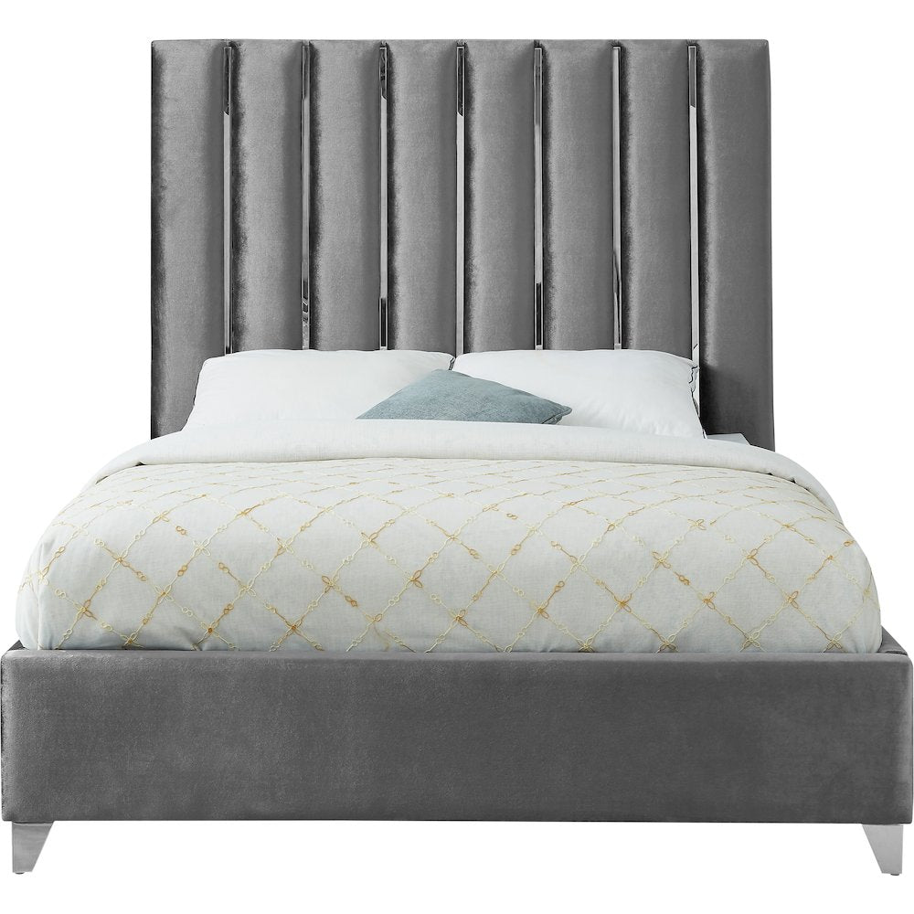 Enzo Grey Velvet King Bed