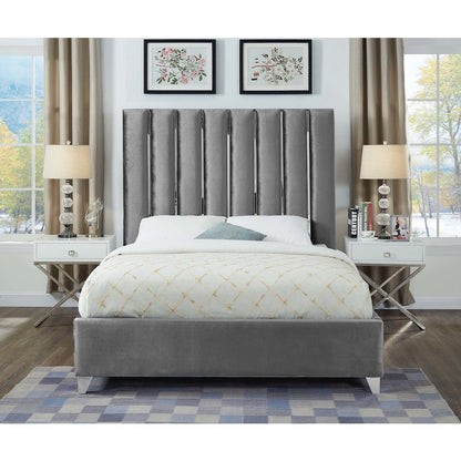 Enzo Grey Velvet King Bed