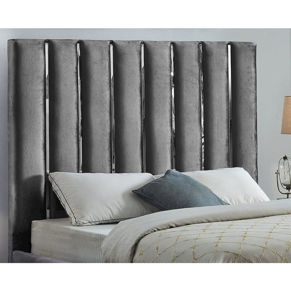 Enzo Grey Velvet King Bed