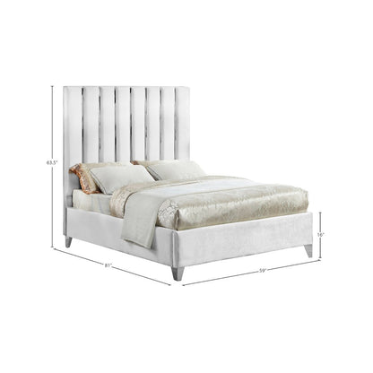 Enzo White Velvet Full Bed