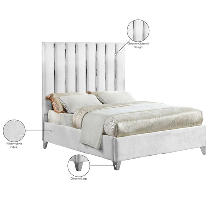 Enzo White Velvet Full Bed