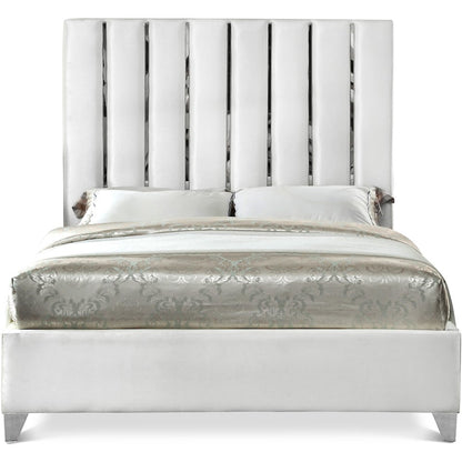 Enzo White Velvet Full Bed