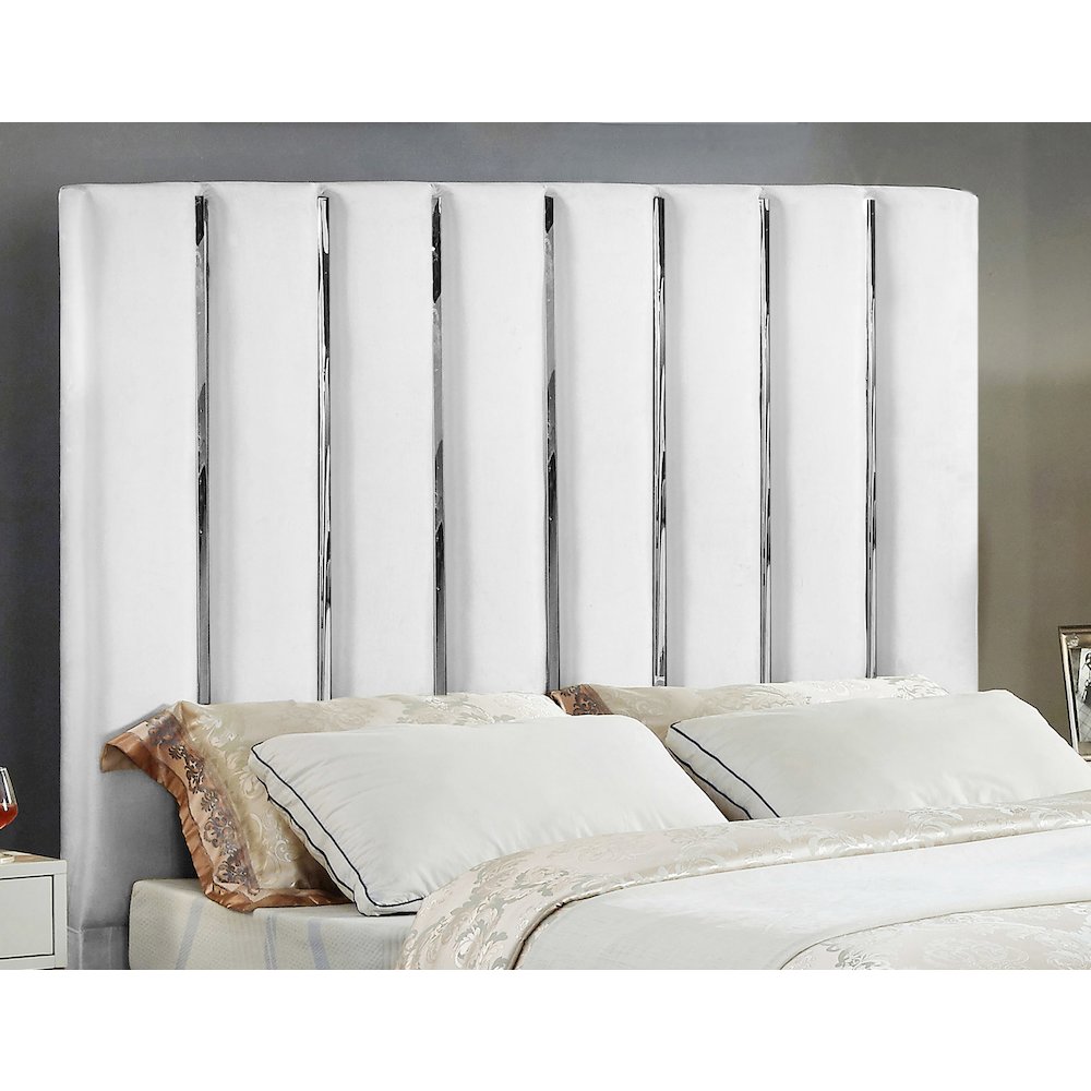 Enzo White Velvet Full Bed