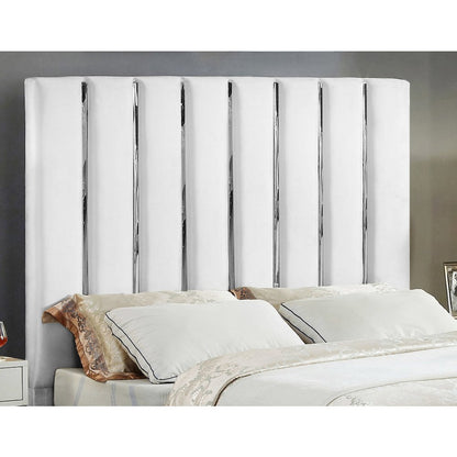 Enzo White Velvet Queen Bed