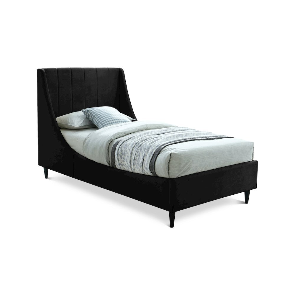 Eva Black Velvet Twin Bed