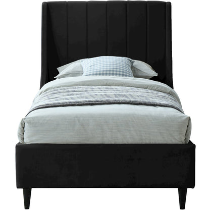 Eva Black Velvet Twin Bed