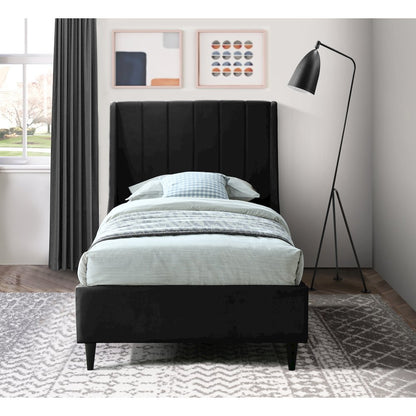 Eva Black Velvet Twin Bed